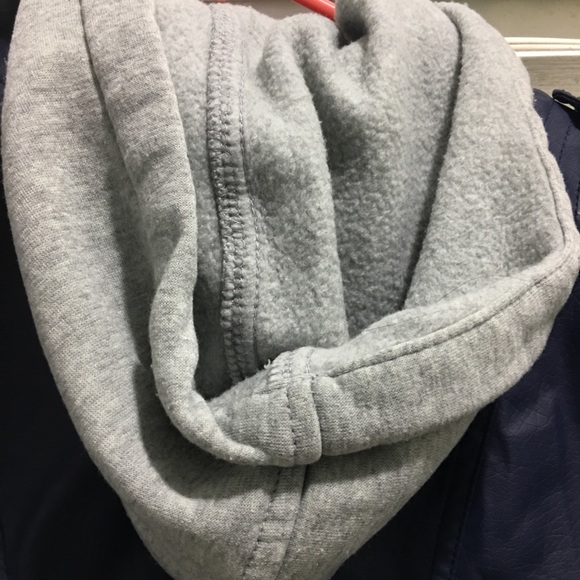 New Look Jackets & Coats New Look Leather Navy Blue Grey Jacket